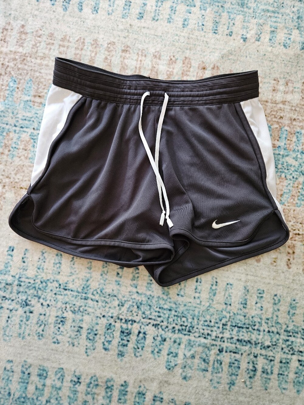 Nike Black Shorts with White Trim and Drawstring